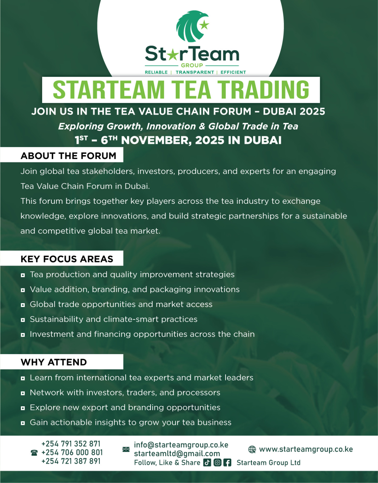 Join Us For Starteam Tea Trading In Dubai